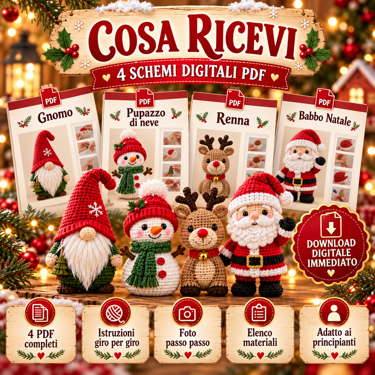 Mega Kit Natale & Halloween all'Uncinetto – 7 Schemi PDF Amigurumi per Principianti