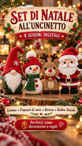 Kit di Natale all'Uncinetto – 4 Schemi PDF Amigurumi per Principianti
